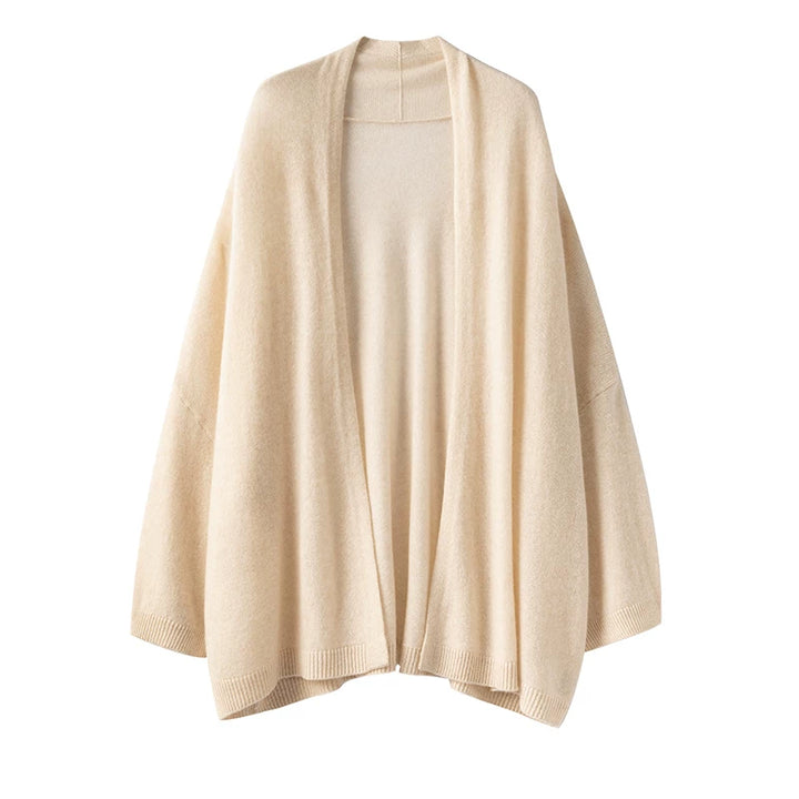 Women’s 100% Cashmere Open-Front Shawl Cardigan – Soft Lightweight Wrap