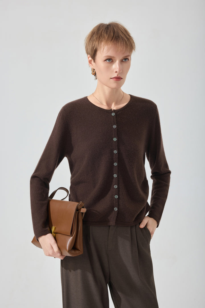 The Cropped Cashmere Cardigan - Black