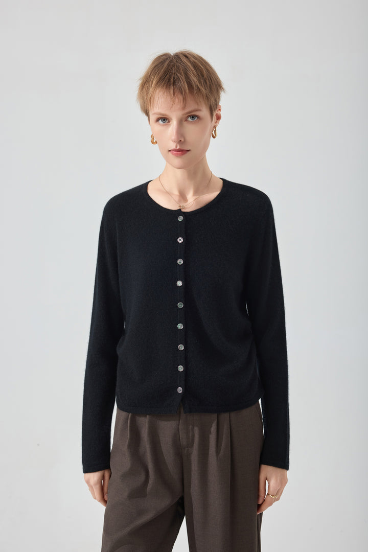 The Cropped Cashmere Cardigan - Black