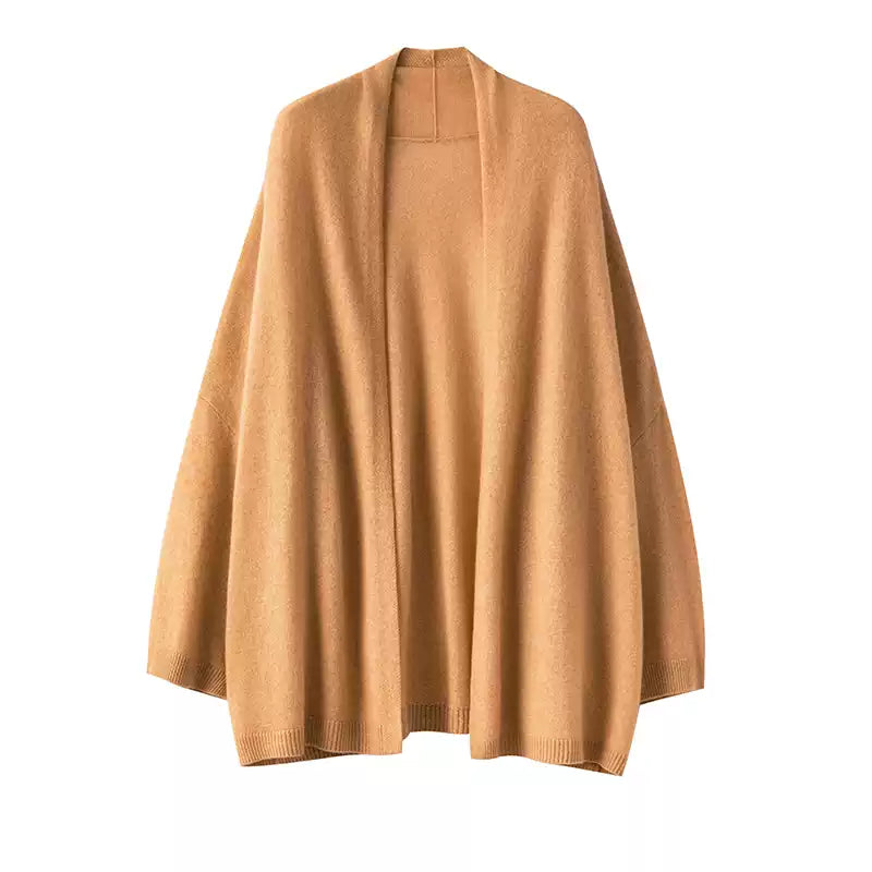 Women’s 100% Cashmere Open-Front Shawl Cardigan – Soft Lightweight Wrap