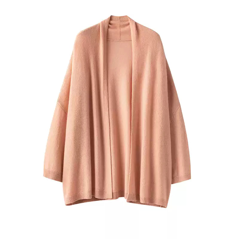 Women’s 100% Cashmere Open-Front Shawl Cardigan – Soft Lightweight Wrap