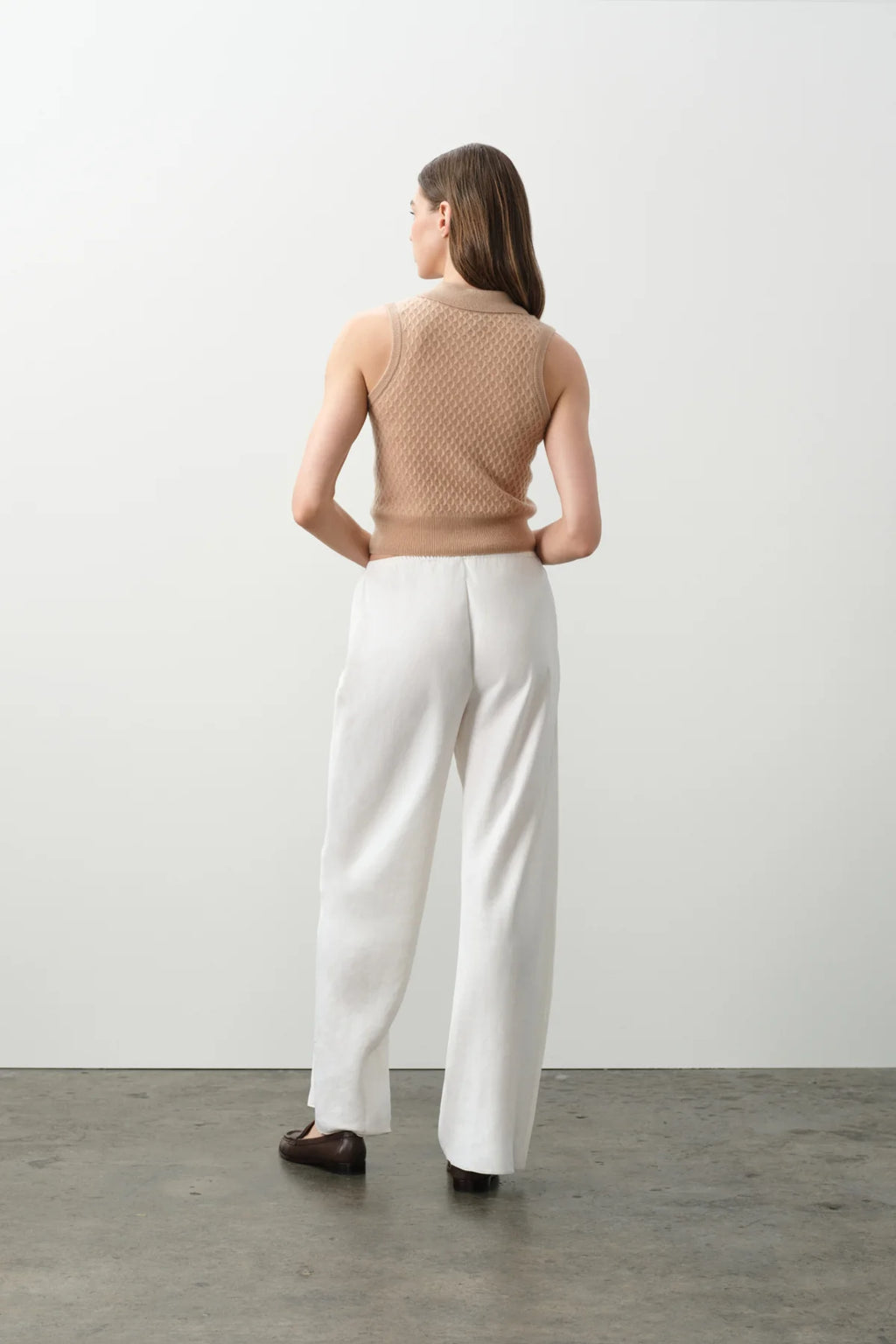 LEYLAH SLEEVELESS CABLE KNIT POLO