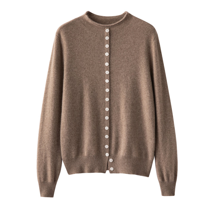 Classic Pastel Green Cashmere Cardigan - Ultra-Soft Button-F